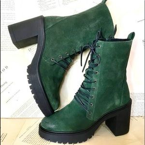 Free People Dylan Green Suede Lace Up boots
